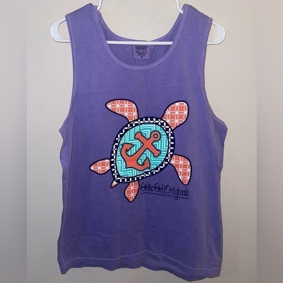 girlie girl Tops - 𝅺GIRLIE GIRL ORIGINALS COMFORT COLORS TANK WITH SEATURTLE SIZE MEDIUM